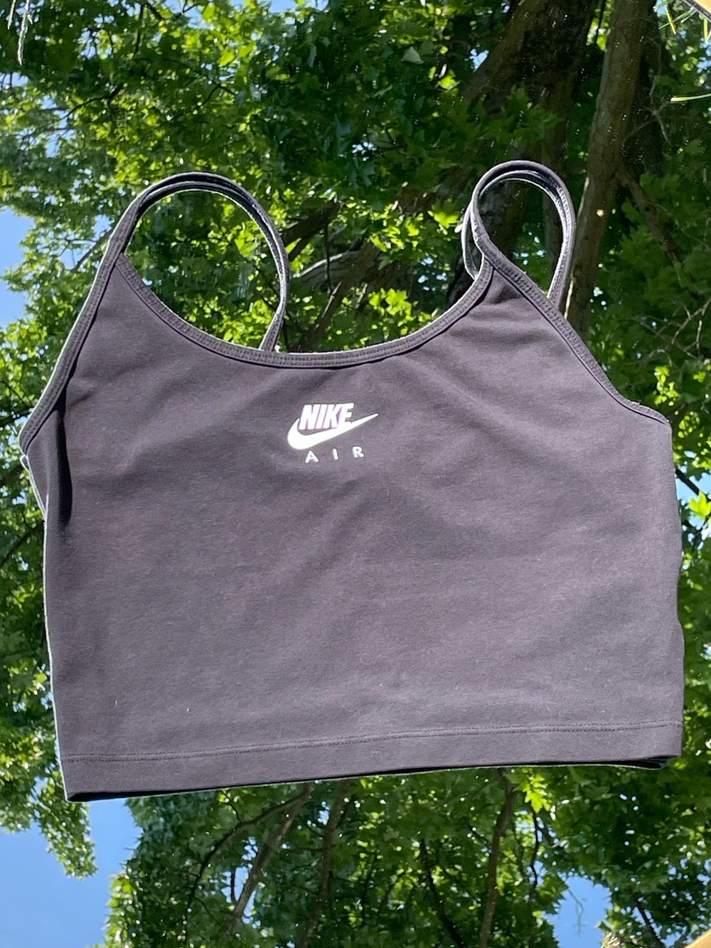 Nike Black Slim-Strap Cropped Tank with White Logo